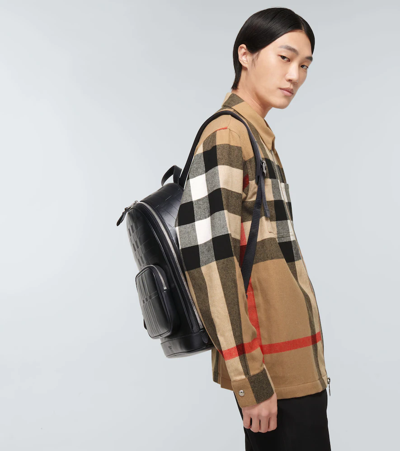 Shop Burberry Leather Backpack In Black