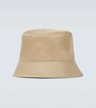 Prada Logo Tab Bucket Hat In Deserto