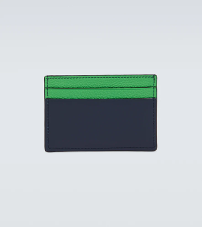 Shop Loewe Leather Cardholder In Apple Green/deep Navy
