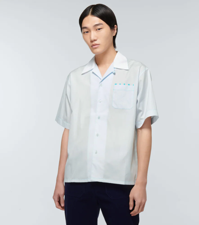 Shop Marni Short-sleeved Cotton Bowling Shirt In Alluminium