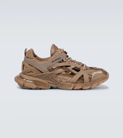 Shop Balenciaga Track.2 Open Sneakers In Dark Beige