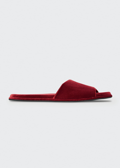 Shop The Row Canal Velvet Flat Slippers In Brick