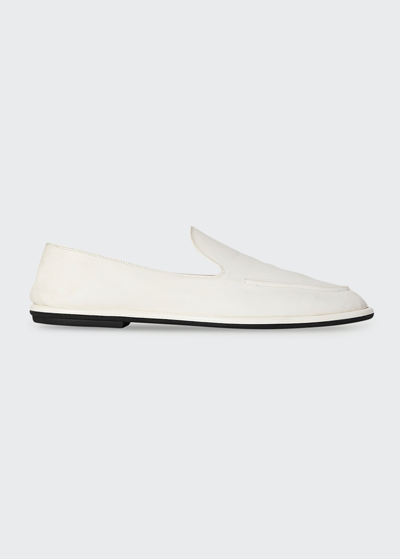 Shop The Row Canal Leather Slip-on Loafers In Milk