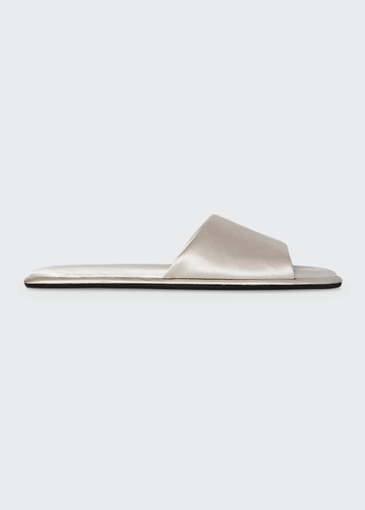 Shop The Row Canal Velvet Flat Slippers In Moss