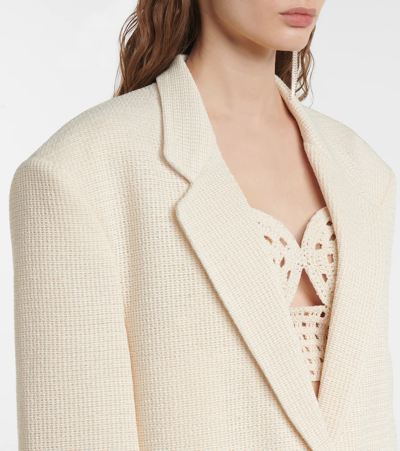 Shop Magda Butrym Single-breasted Cotton-blend Blazer In Cream