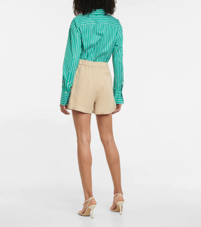 Shop Etro Silk And Linen Shorts In Beige