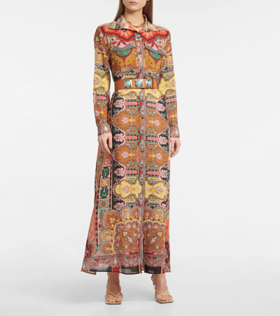 Shop Etro Printed Cotton Shirt Dress In Multicolor