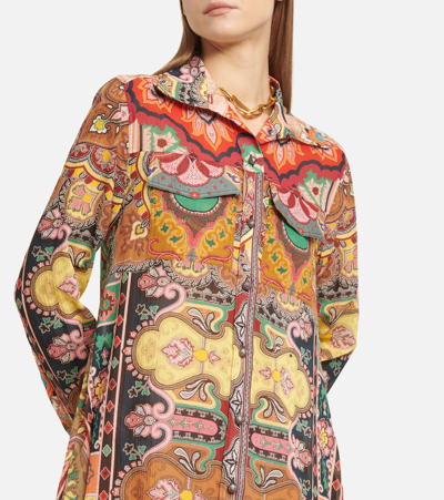 Shop Etro Printed Cotton Shirt Dress In Multicolor