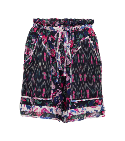 Shop Isabel Marant Étoile Riolmy Printed Georgette Shorts In Faded Night