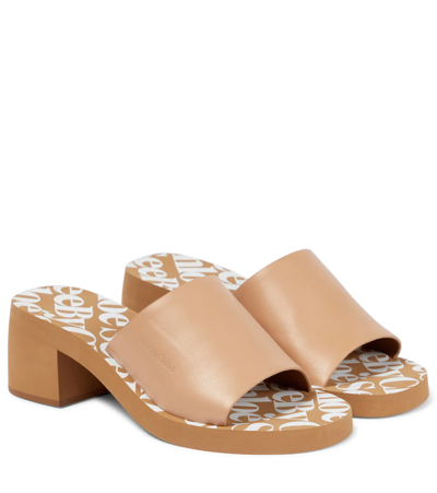 Shop See By Chloé Essie Leather Sandals In Beige