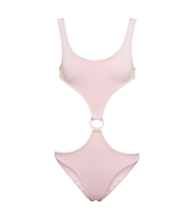 Shop Reina Olga Augusta Scrunch Swimsuit In Pastel Pink