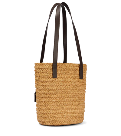 Saint Laurent Panier Small Raffia Bucket Bag In Naturale/nut