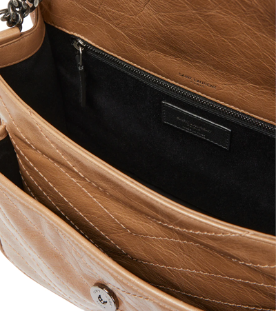 Shop Saint Laurent Niki Medium Leather Shoulder Bag In Dk Toffee