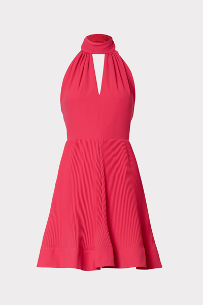 Shop Milly Libby Pleated Mini Dress In  Pink