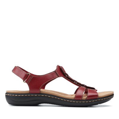 Clarks Leisa Skip Womens Leather Ankle Strap Slingback Sandals In Red |  ModeSens