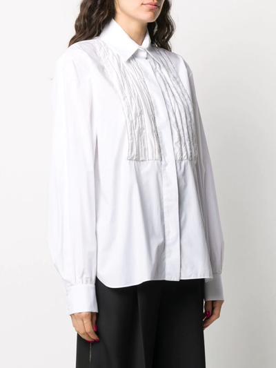 Shop Alexandre Vauthier Beaded-bib Cotton Shirt In Weiss