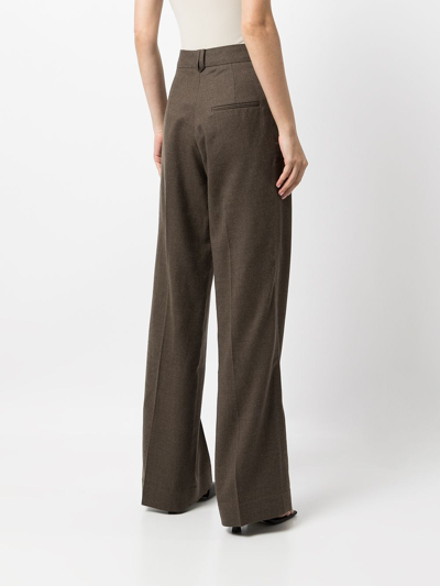 Shop Gia Studios Wide-leg Tailored Trousers In Braun