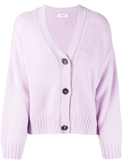 Shop Pringle Of Scotland Cropped Button-up Cardigan In Purple