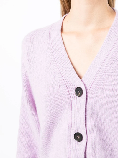 Shop Pringle Of Scotland Cropped Button-up Cardigan In Purple