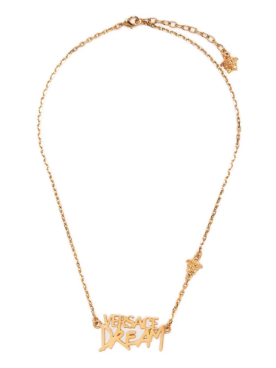 Shop Versace Dream Chainlink Necklace In Gold