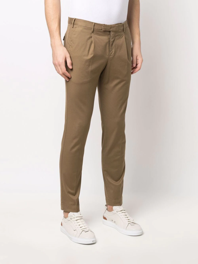 Shop Pt Torino Cropped Slim-leg Trousers In Braun