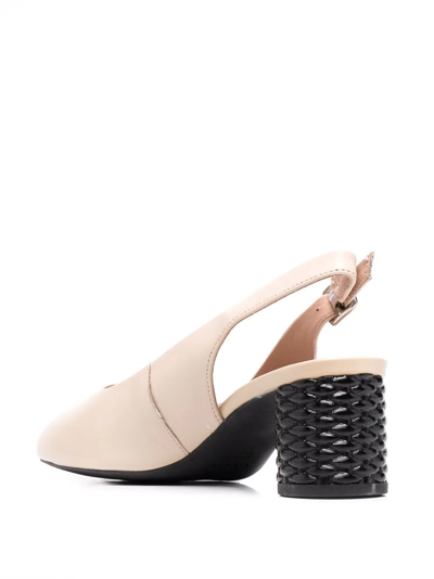 Geox Slingback Block Heel Pumps In Nude