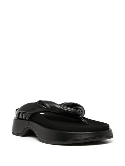 Reike Nen Twist-strap Platform Flip Flops In Schwarz
