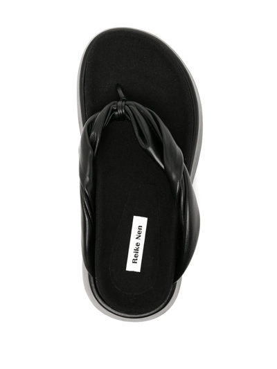 Reike Nen Twist-strap Platform Flip Flops In Schwarz