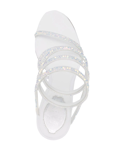 Shop René Caovilla Cecile Rhinestone Sandals In Weiss