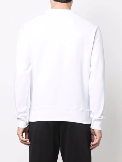 Shop Versace Jeans Couture Logo-print Metallic Sweatshirt In Weiss