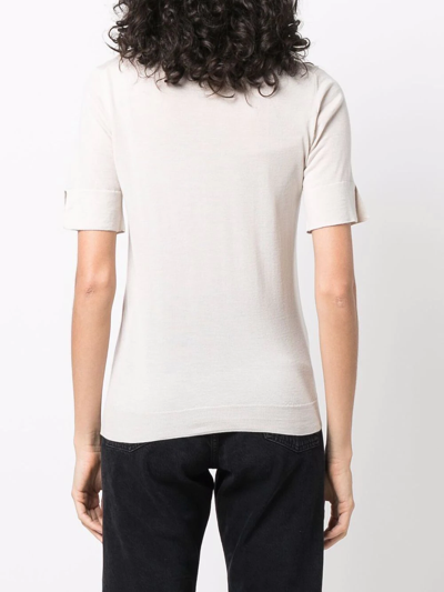Shop Liska Round-neck Knitted Top In Nude
