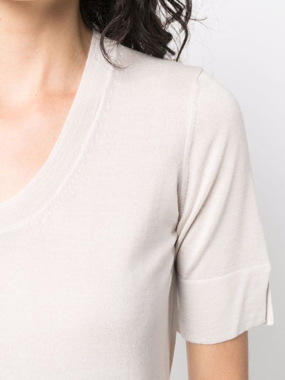 Shop Liska Round-neck Knitted Top In Nude