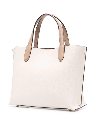 Shop Coach Leather Tote Bag In Nude