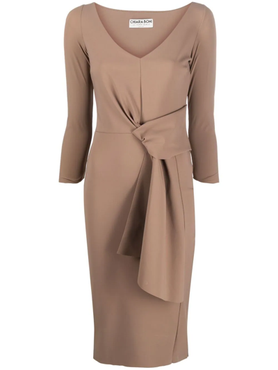 Shop Le Petite Robe Di Chiara Boni Knot-detail Midi Dress In Braun
