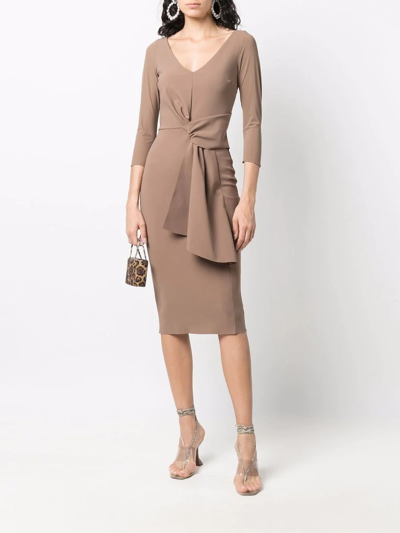Shop Le Petite Robe Di Chiara Boni Knot-detail Midi Dress In Braun