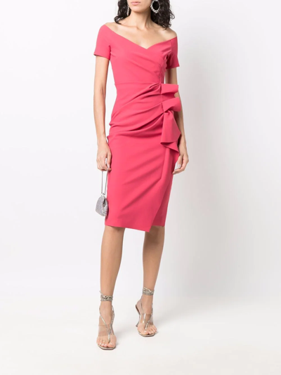 Le Petite Robe Di Chiara Boni Gathered-detail Midi Dress In Red | ModeSens