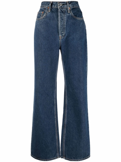 Shop Re/done 70s Ultra-high Wide-leg Jeans In Blau