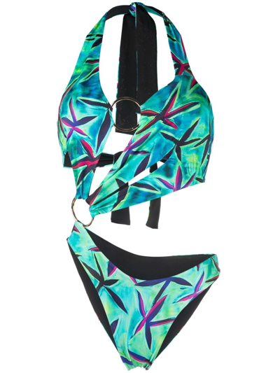 Shop Louisa Ballou Star-fish Print Swimsuit In Grün