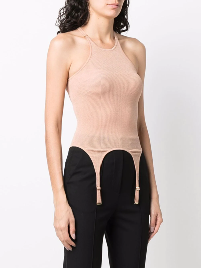 Shop Dion Lee Ribbed-knit Top In Nude