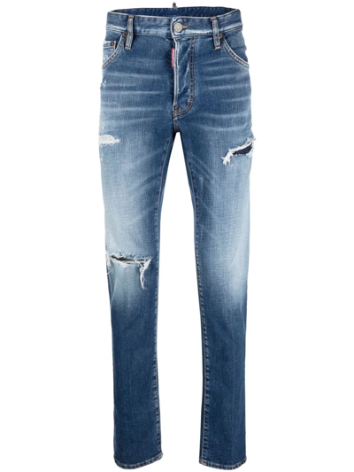 DSQUARED2 DISTRESSED SLIM-CUT JEANS 