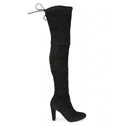 Shop Stuart Weitzman Highland Suede Over-the-knee Boots In Black