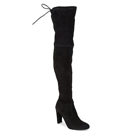 Shop Stuart Weitzman Highland Suede Over-the-knee Boots In Black