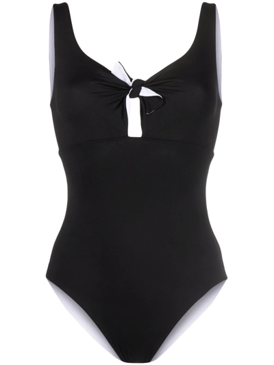 Shop Fisico Bow-detail Swimsuit In Schwarz