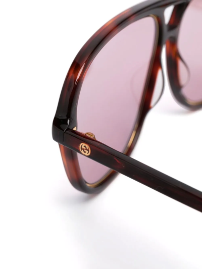 Shop Gucci Pilot-frame Sunglasses In Brown