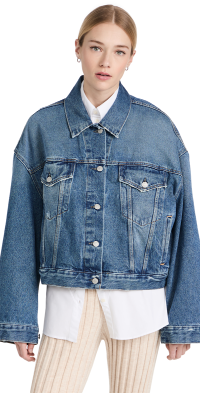 Shop Acne Studios Denim Jacket In Mid Blue