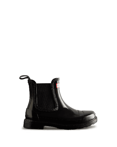 Shop Hunter Women's Commando Gloss Chelsea Boots In Black