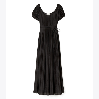 Shop Tory Burch Pleated Dress In Black