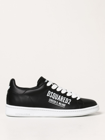 Shop Dsquared2 Boxer Sneakers In Calfskin In Black