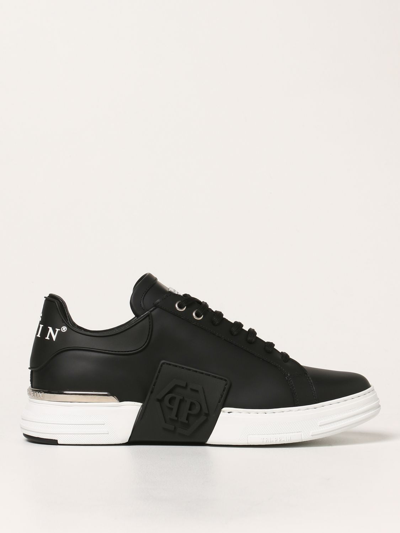 Shop Philipp Plein Phantom  Sneakers In Leather With Logo In 黑色