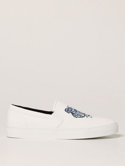 Shop Kenzo Canvas Sneakers With Tiger Logo In White